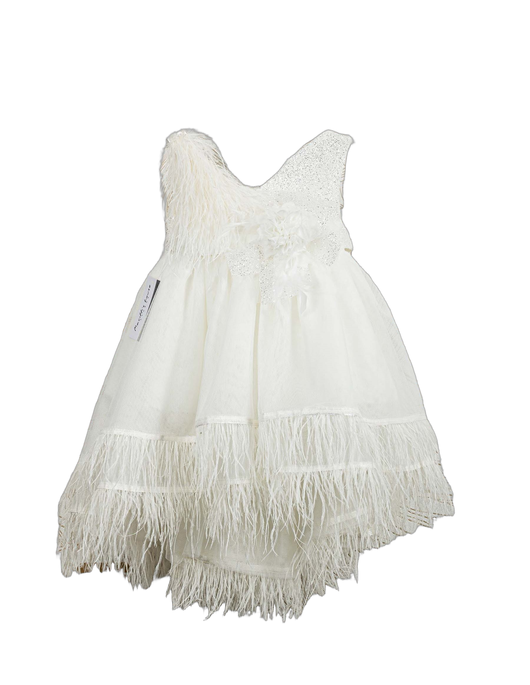 Βαπτιστικό Φόρεμα Πούπουλα Glitter - Λευκό Αιθέριο
