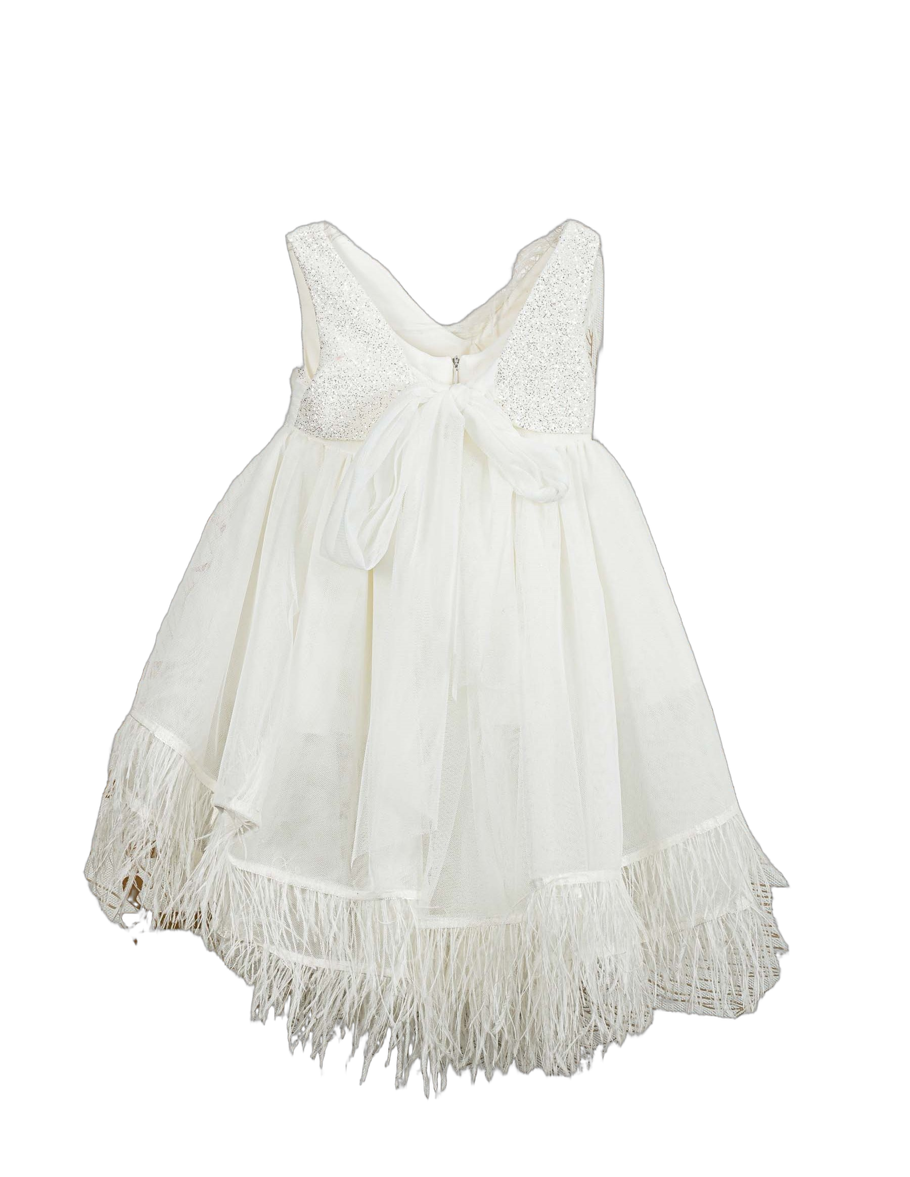 Βαπτιστικό Φόρεμα Πούπουλα Glitter - Λευκό Αιθέριο - 2
