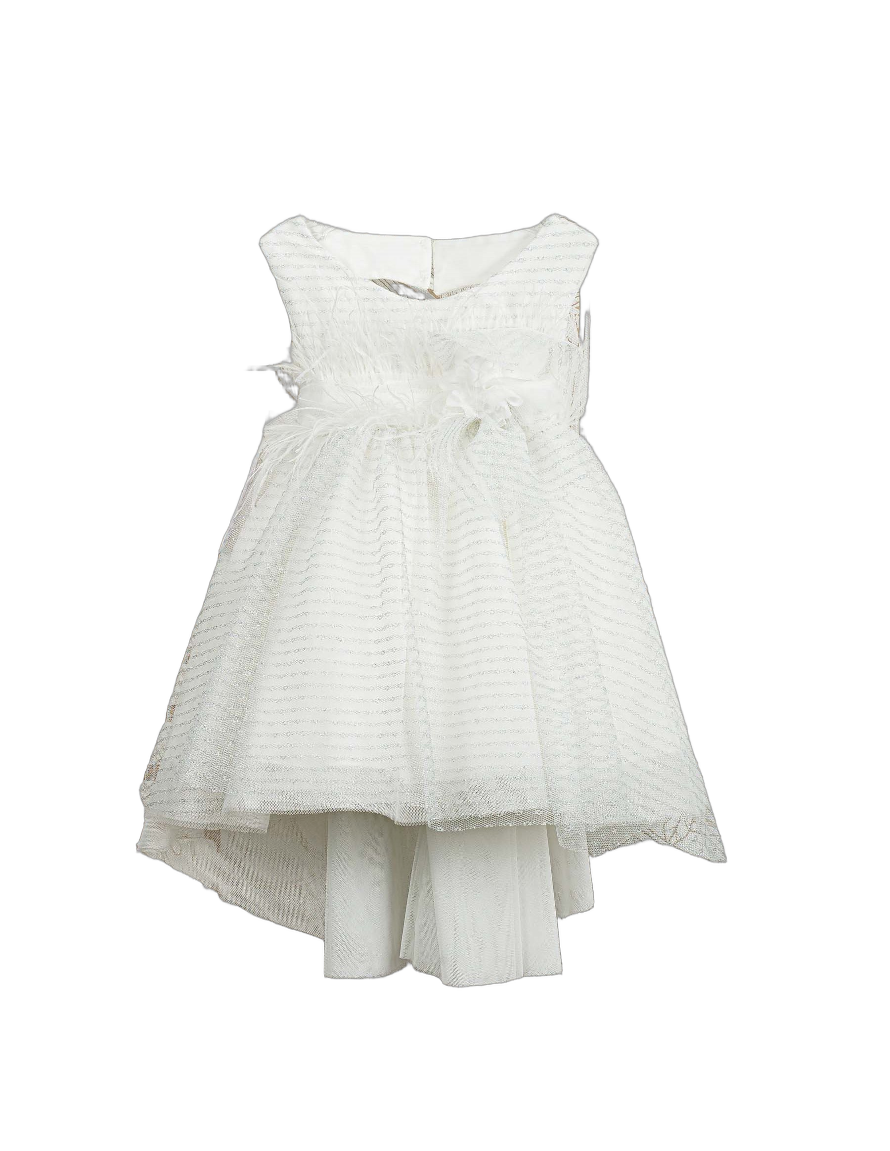 Βαπτιστικό Φόρεμα Ρίγες Ασύμμετρο - Λευκό