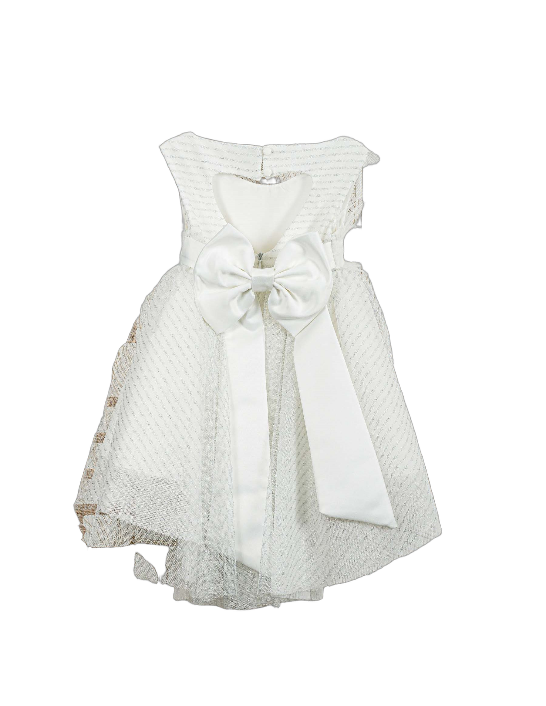 Βαπτιστικό Φόρεμα Ρίγες Ασύμμετρο - Λευκό - 2