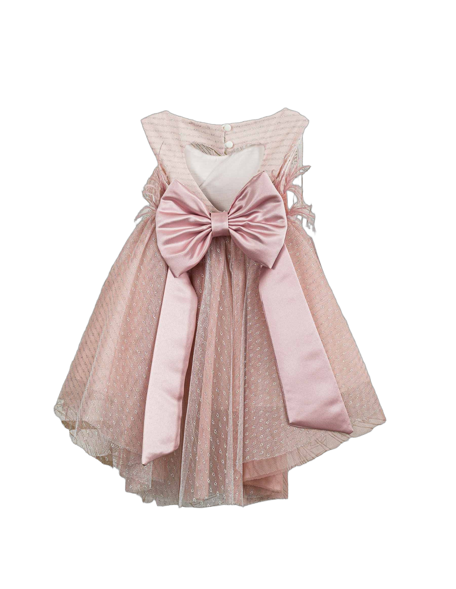 Βαπτιστικό Φόρεμα Πούπουλα Glitter - Ροζ Ρομαντικό - 2