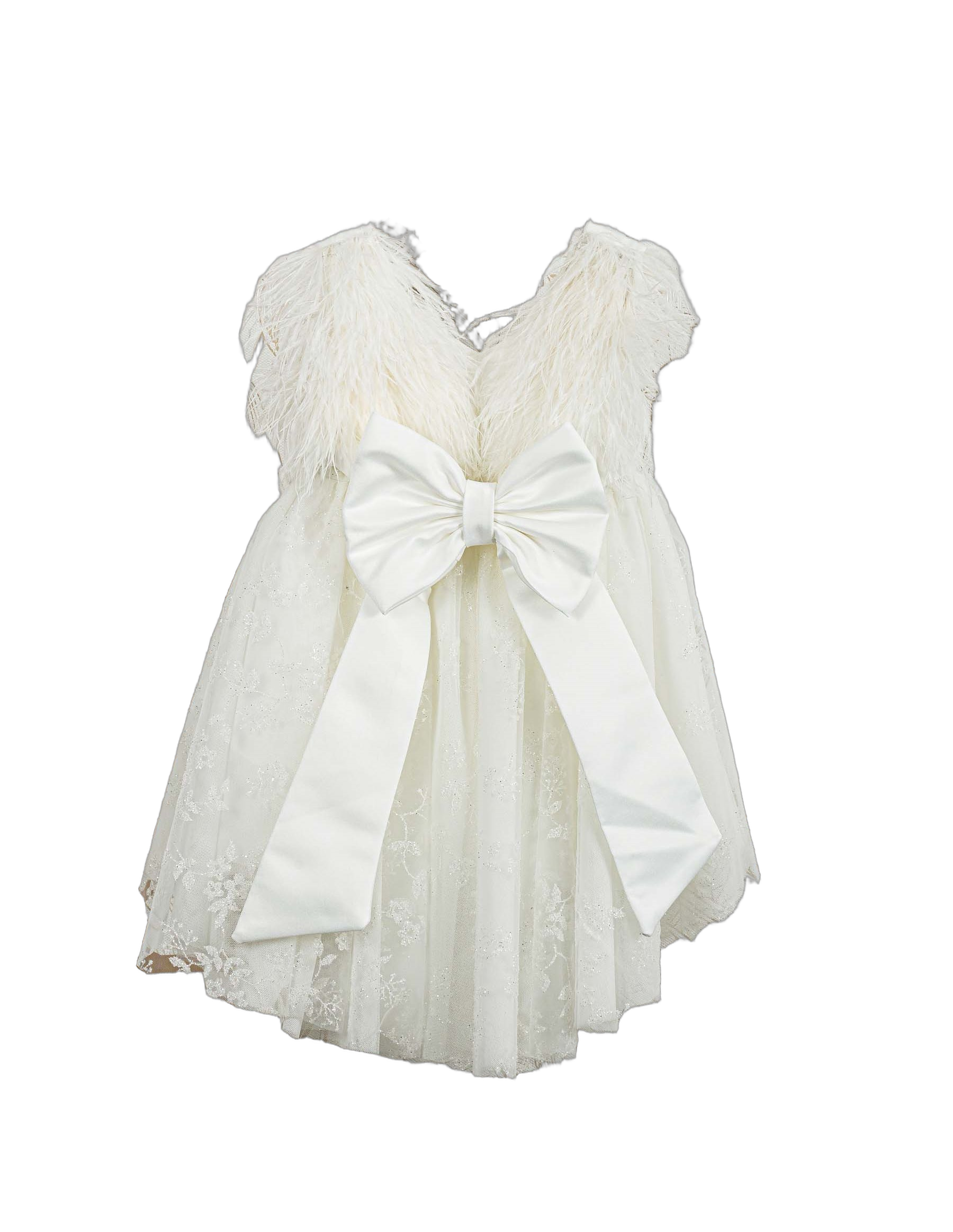 Βαπτιστικό Φόρεμα Πούπουλα V-Neck - Λευκό - 2