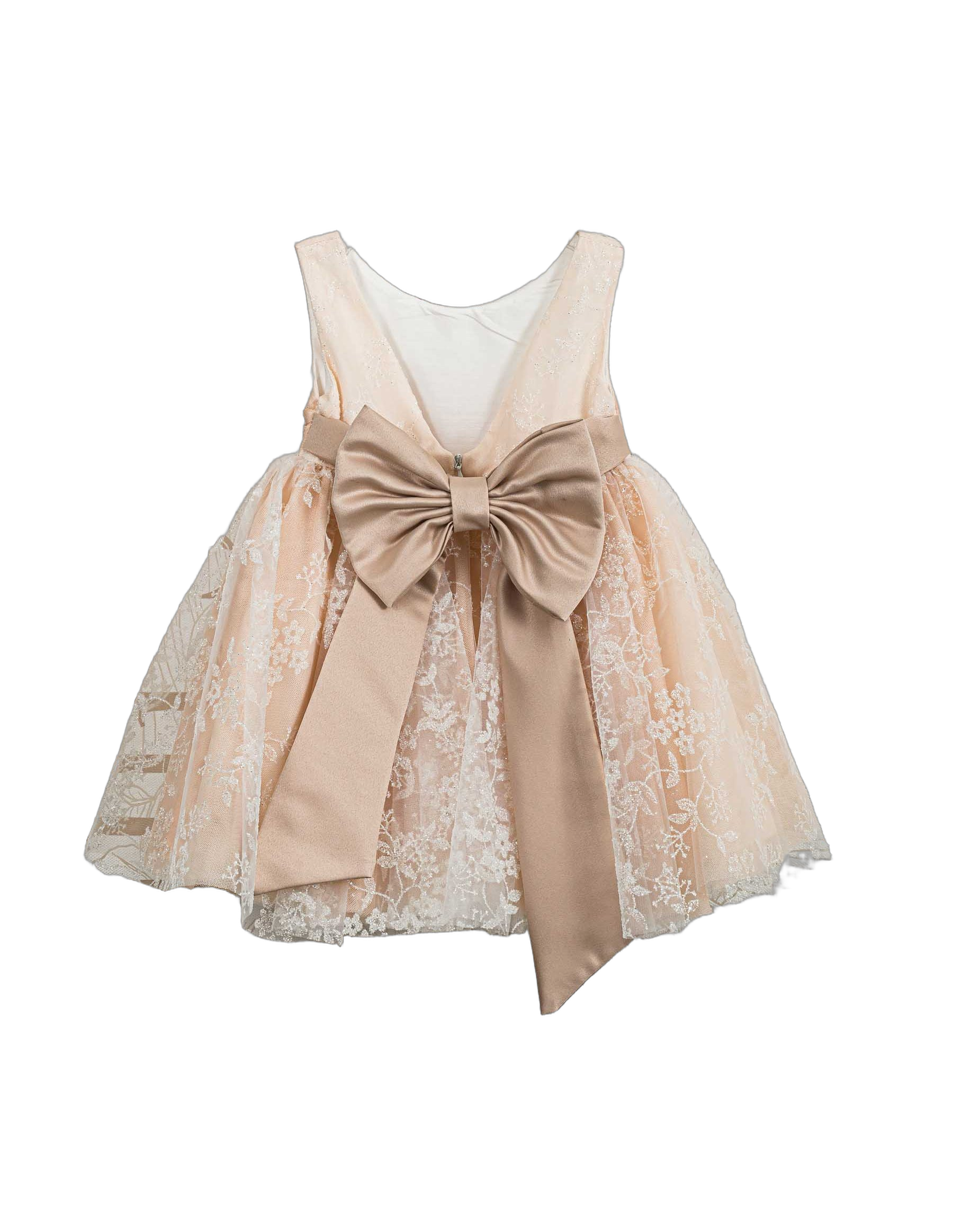 Βαπτιστικό Φόρεμα Δαντέλα Σατέν - Σομόν - 2