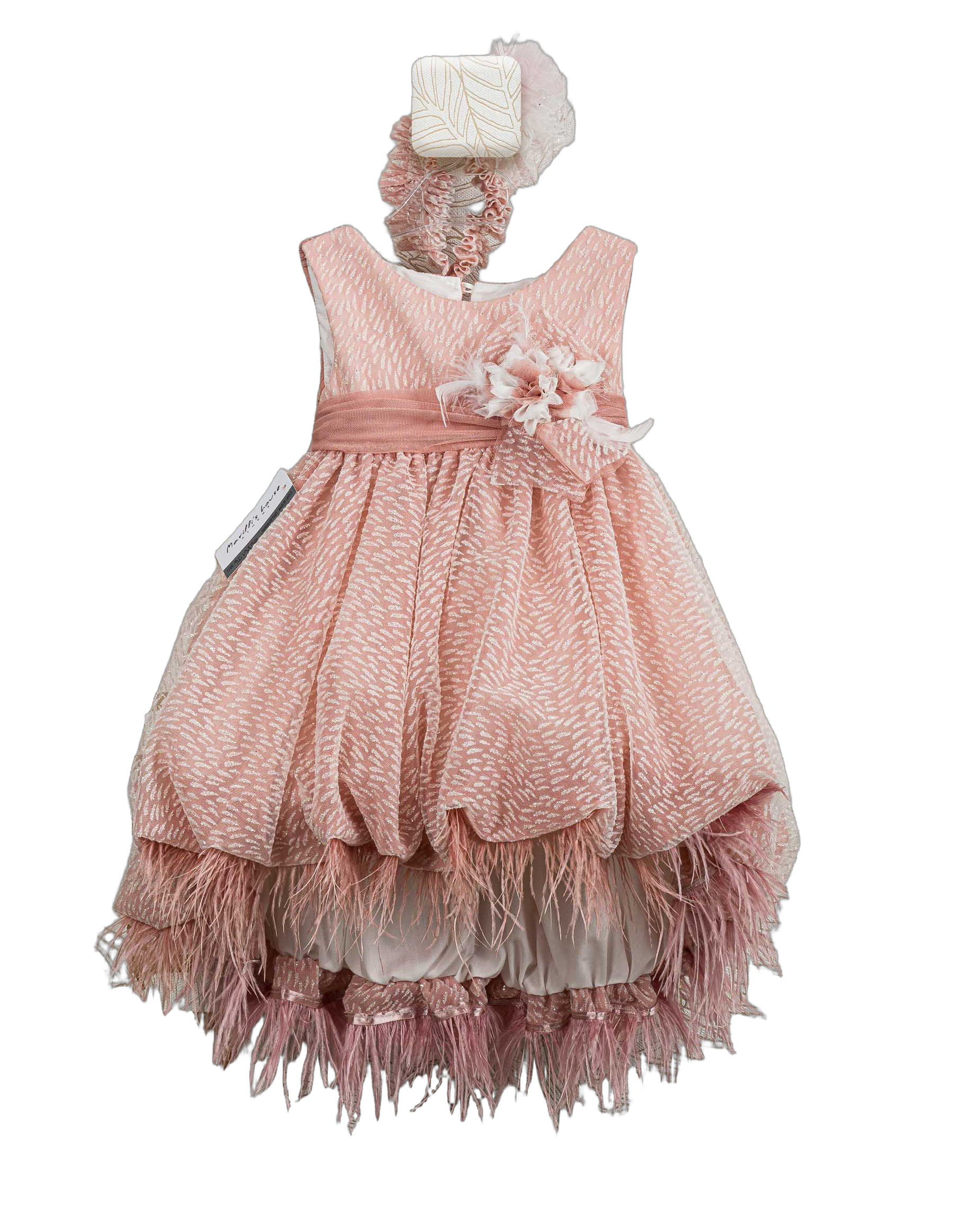 Βαπτιστικό Φόρεμα Πούπουλα Σατέν - Ροζ