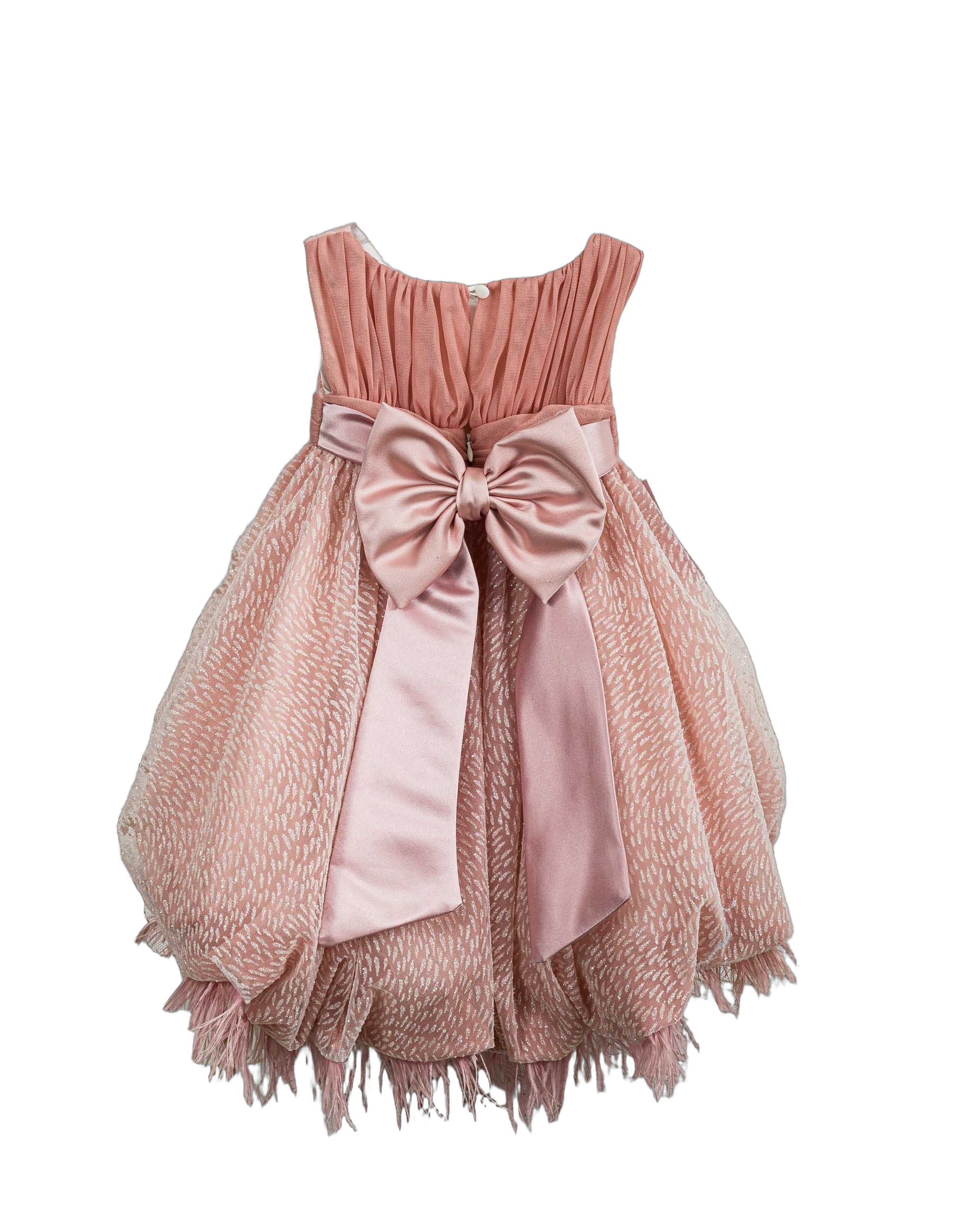 Βαπτιστικό Φόρεμα Πούπουλα Σατέν - Ροζ - 2