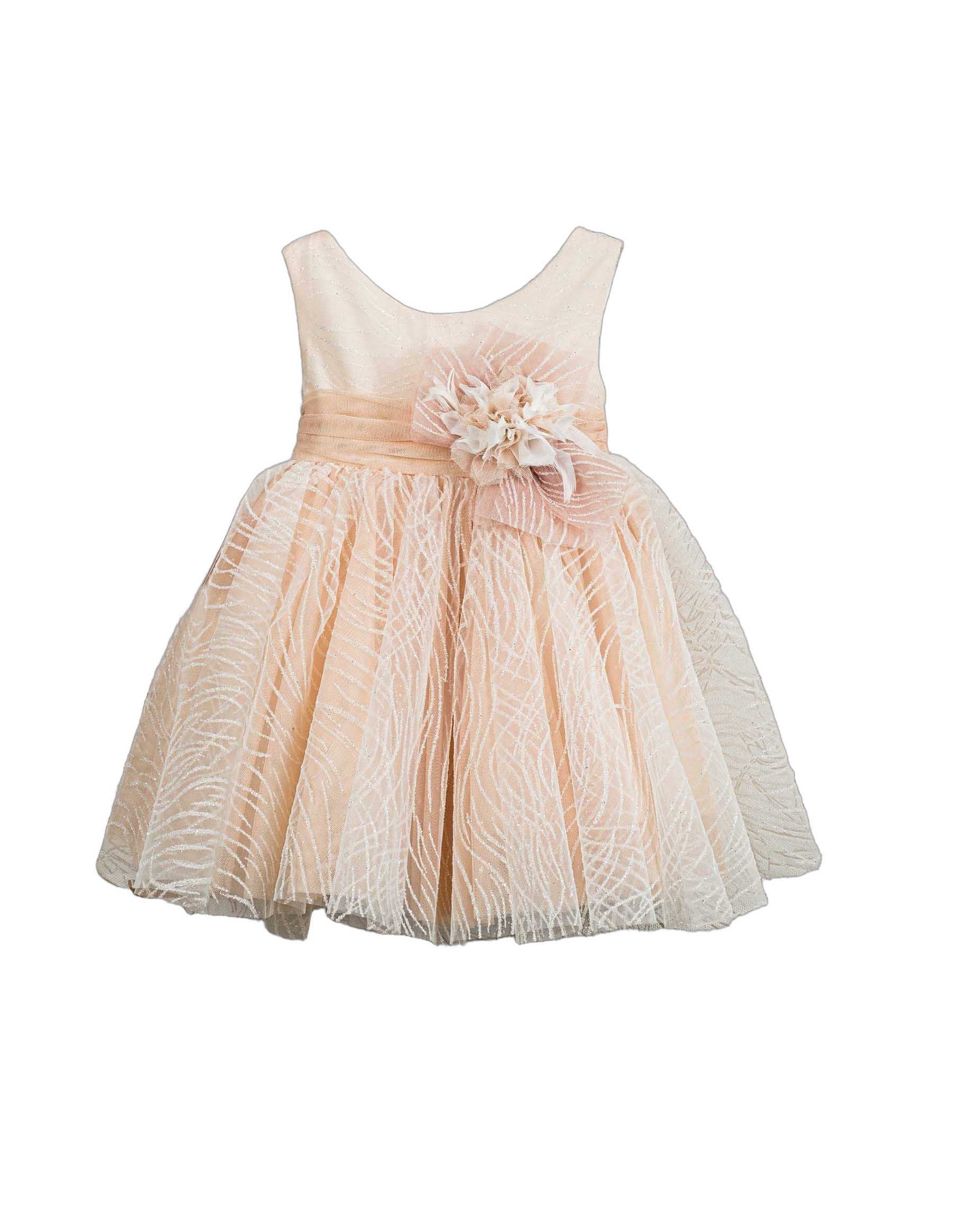 Βαπτιστικό Φόρεμα Ανάγλυφο Σατέν - Σομόν