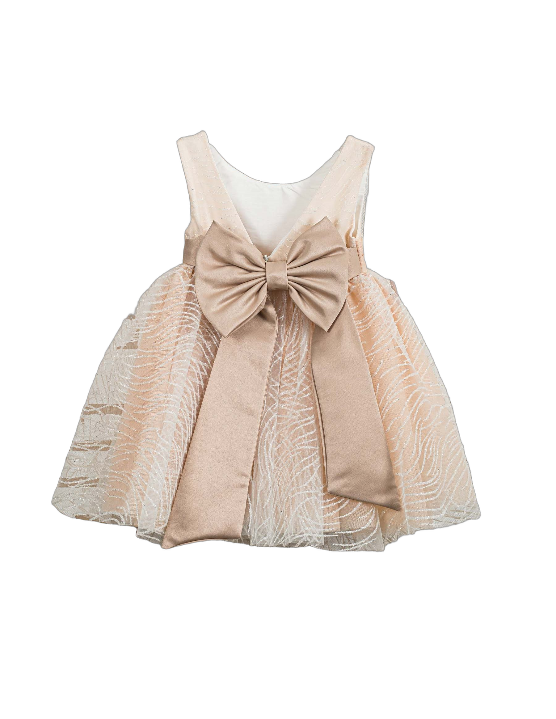 Βαπτιστικό Φόρεμα Ανάγλυφο Σατέν - Σομόν - 2