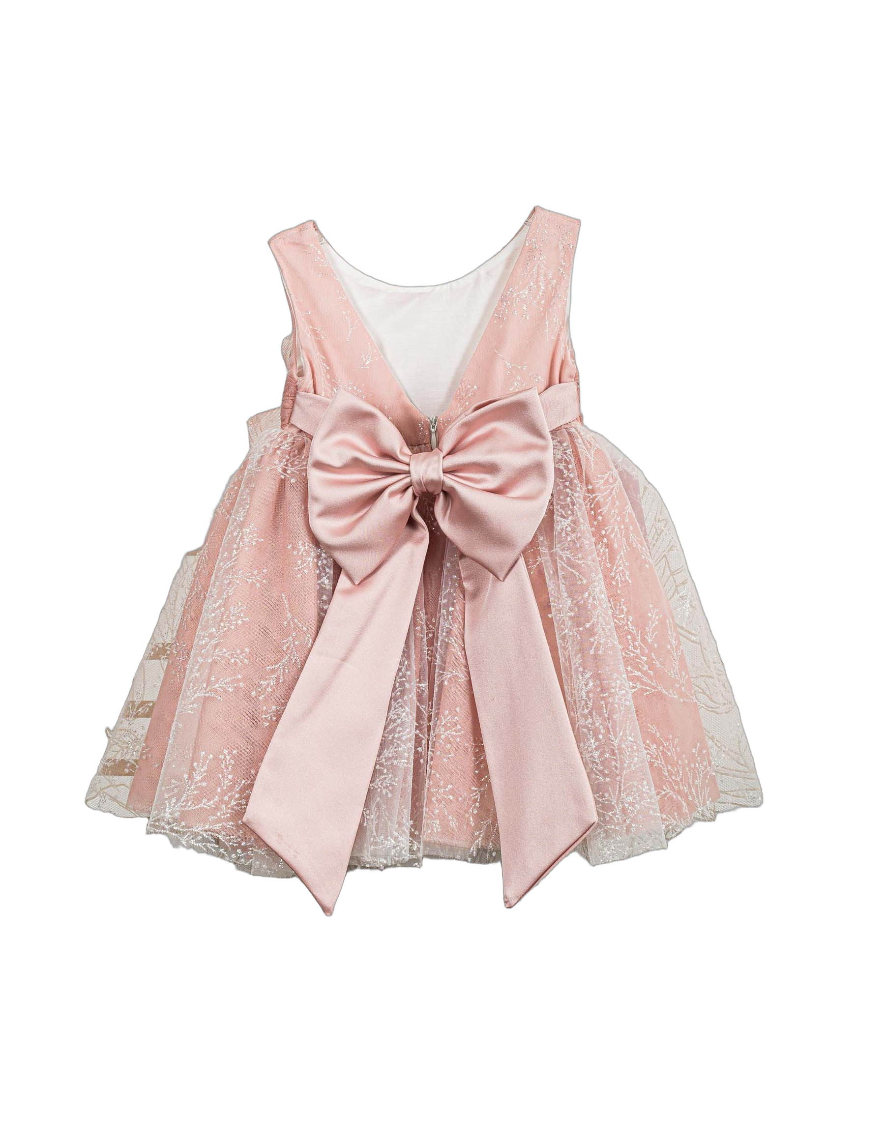 Βαπτιστικό Φόρεμα Glitter Τούλι - Ροζ - 2