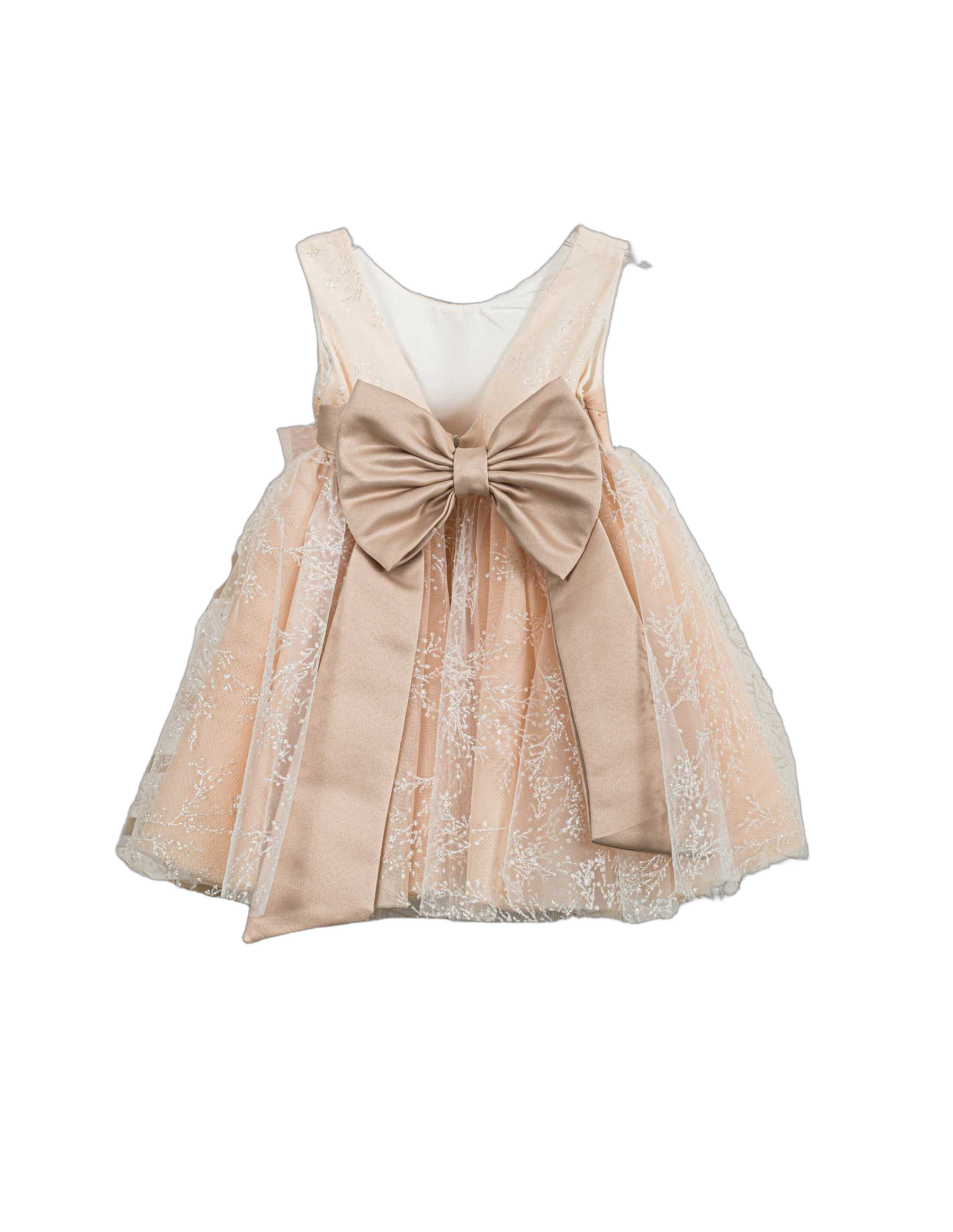 Βαπτιστικό Φόρεμα Glitter Τούλι - Σομόν - 2