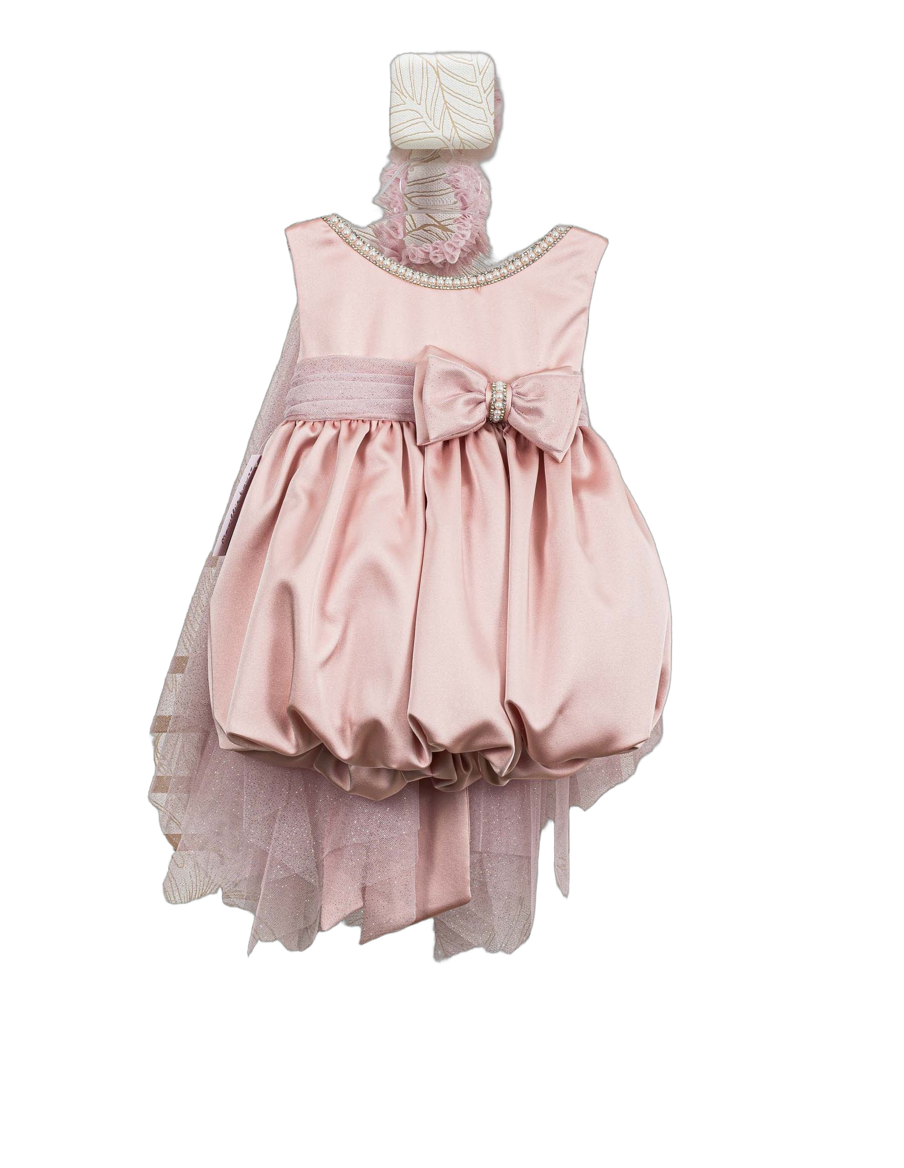 Βαπτιστικό Φόρεμα Balloon Τούλι - Ροζ