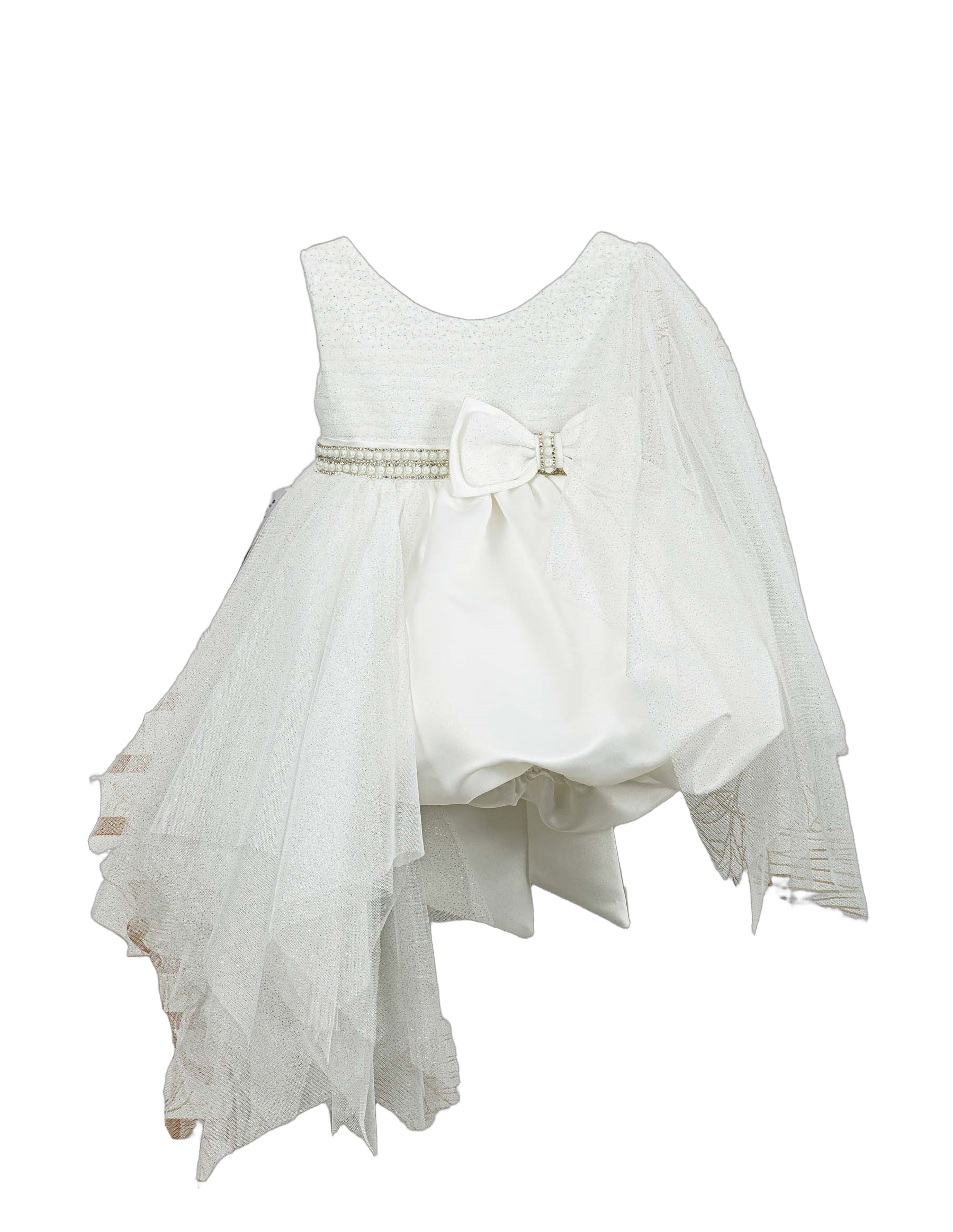 Βαπτιστικό Φόρεμα Ανάγλυφο Ασύμμετρο - Λευκό