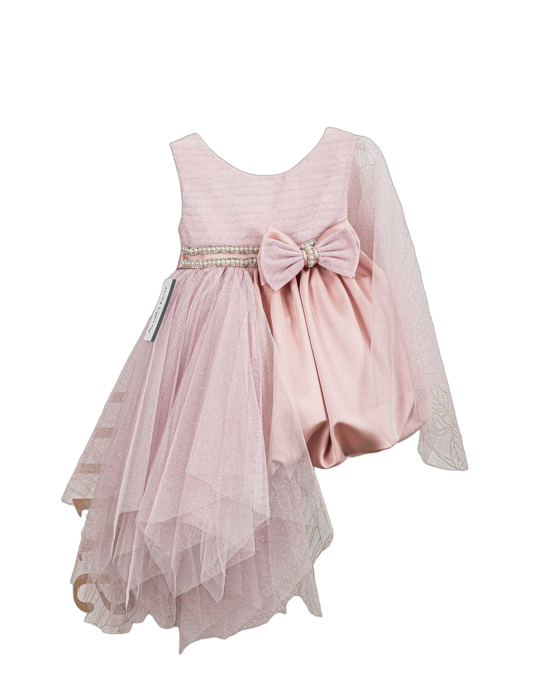 Βαπτιστικό Φόρεμα Ανάγλυφο Ασύμμετρο - Ροζ