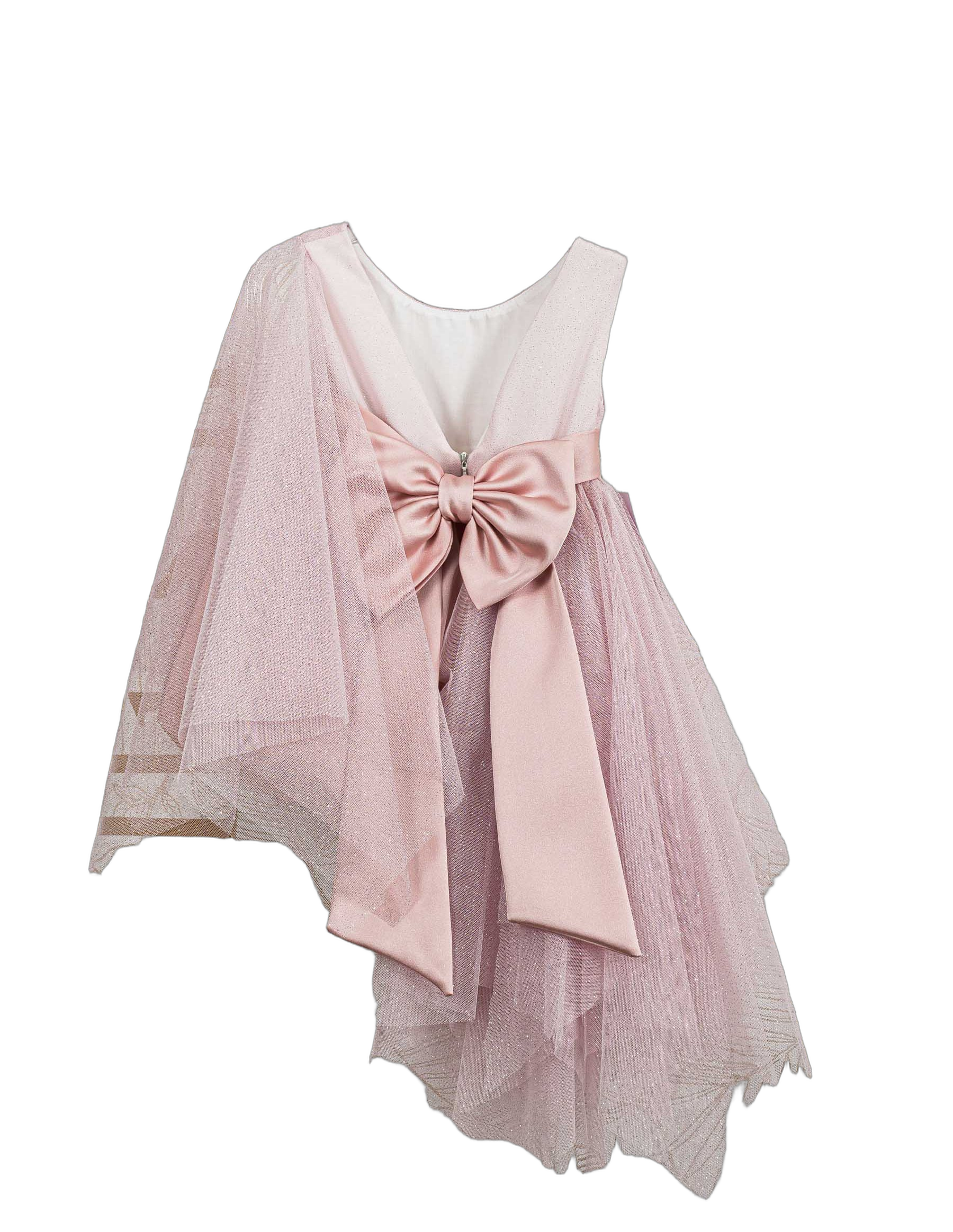 Βαπτιστικό Φόρεμα Ανάγλυφο Ασύμμετρο - Ροζ - 2
