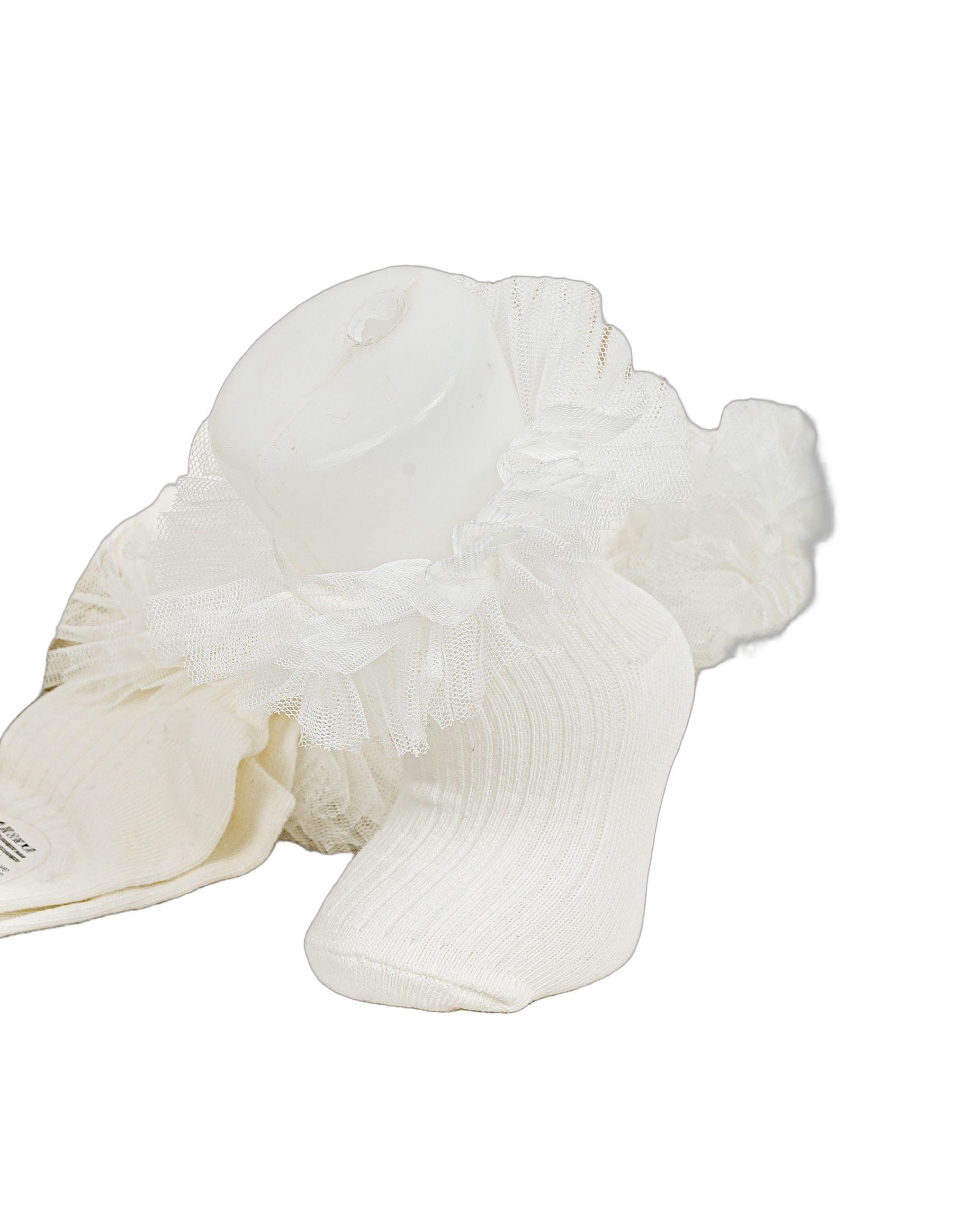 Καλτσάκια Βάπτισης Κορίτσι με Τούλι - Εκρού